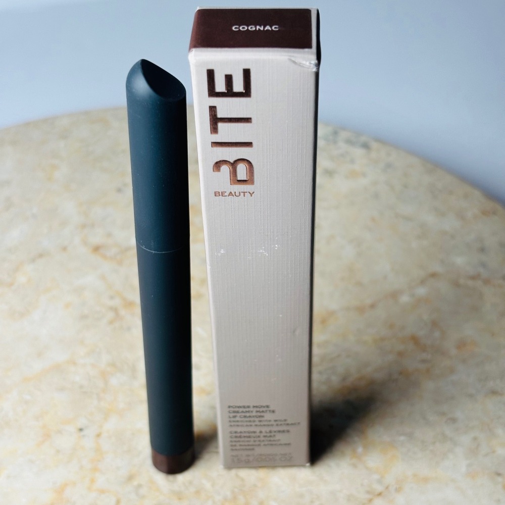Bite Beauty Power Move Creamy Matte Lip Crayon Lipstick COGNAC Red Brown NIB